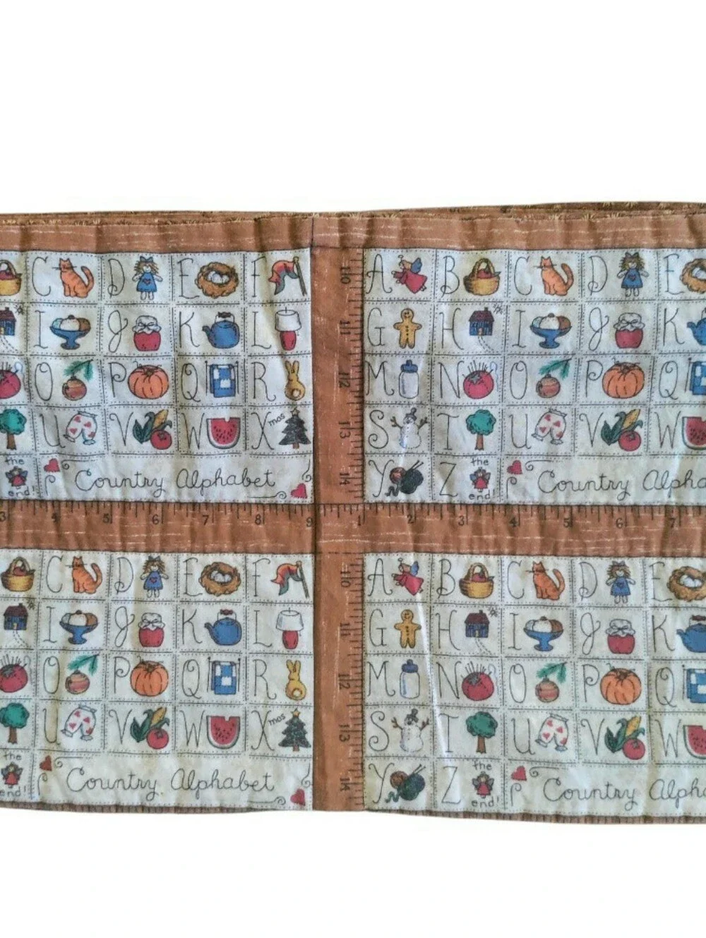 Cottagecore Handmade Country Alphabet Placemat Set Of 4 Teacher Ruler ABCs Cloth